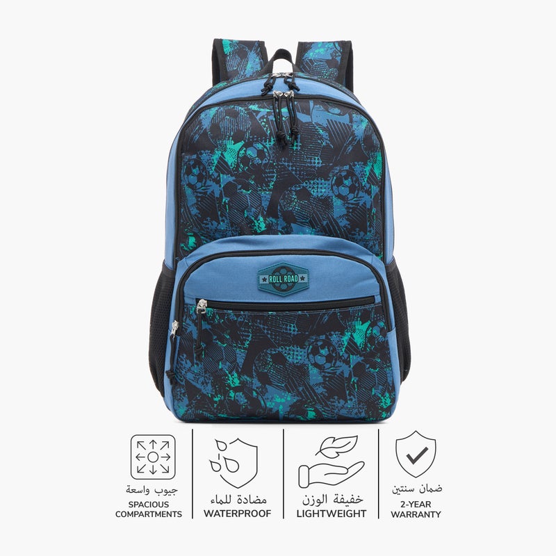 Roll road Backpack - Soccer - 18Inch - 2Cmprt - Printed (Polyester) Blue \ 33X46X17Cm - Image 4